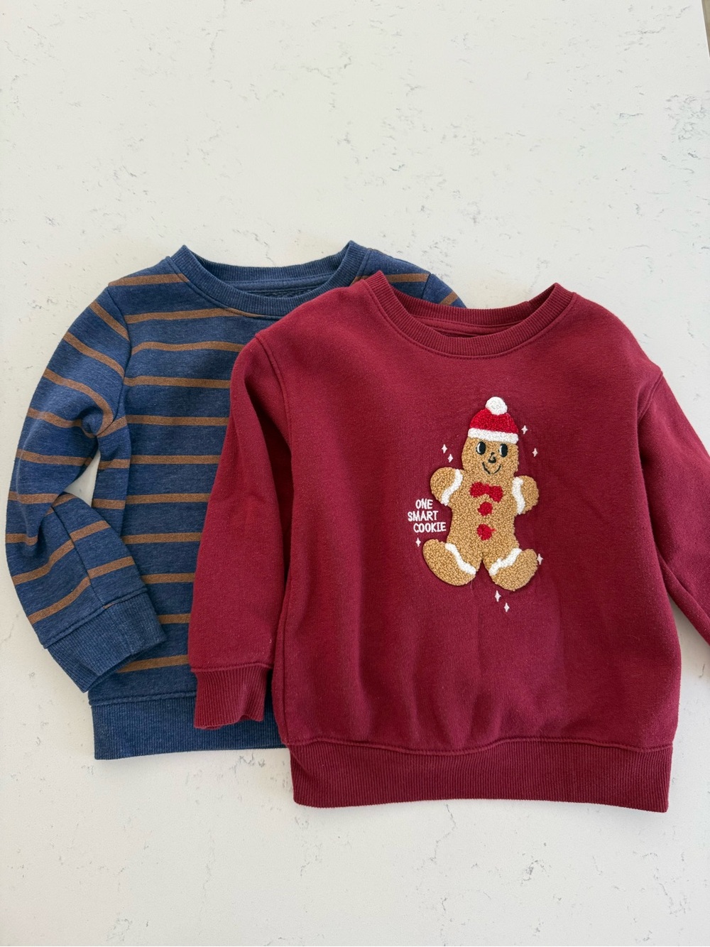 Set of 2 - Cat & Jack Kids sweaters. Includes Gingerbread Holiday Top